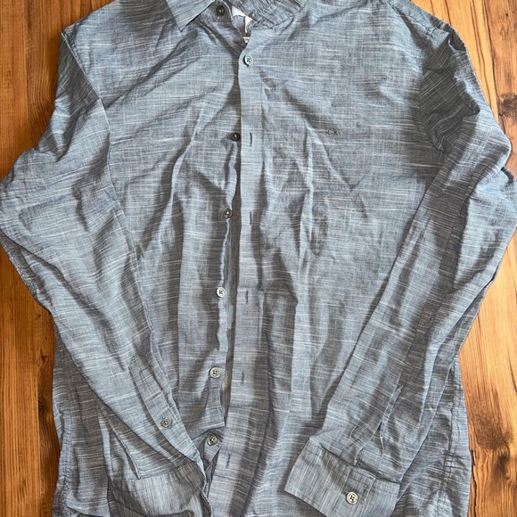 Calvin Klein Gray and White Striped Shirt - Picture 1 of 3